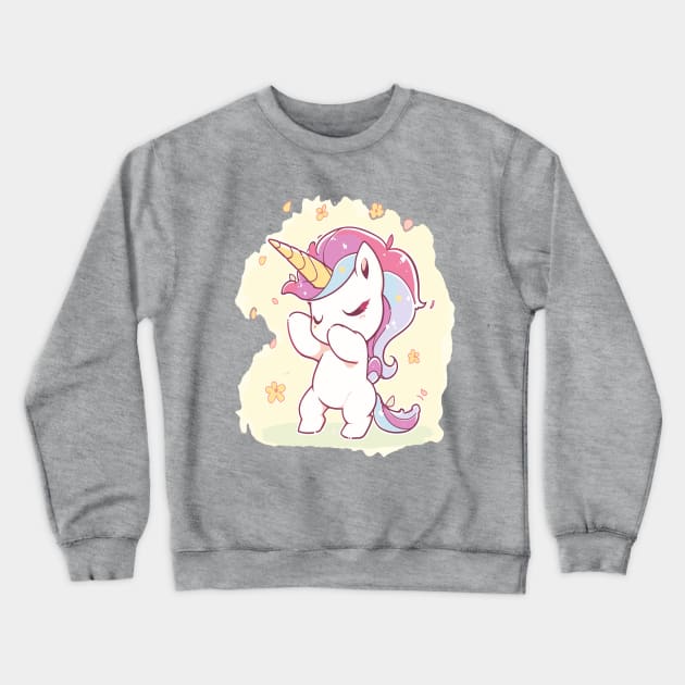 Super Cute Little Dabbing Unicorn Crewneck Sweatshirt by RuftupDesigns